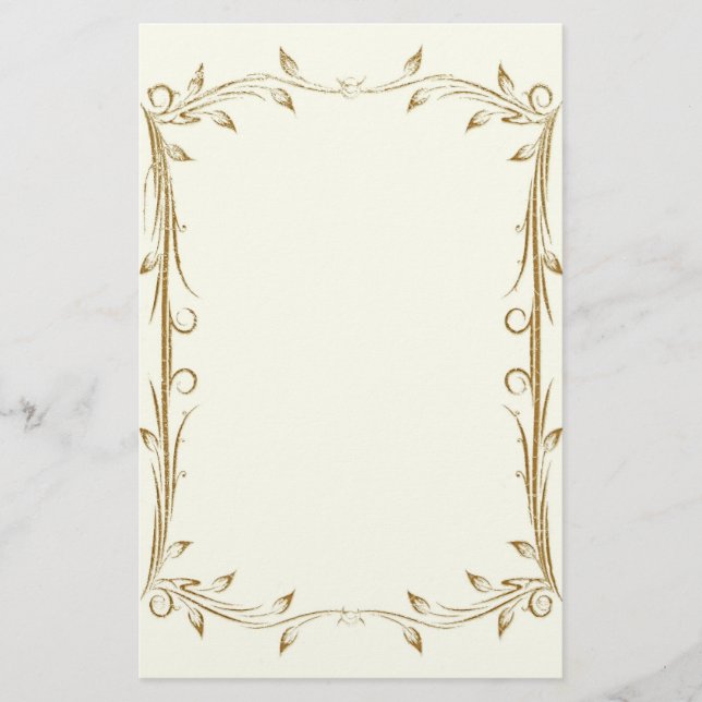Decorative Antique Gold Border Wedding Stationery (Front)