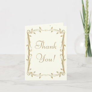Decorative Antique Gold Border Wedding Thank You Card