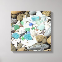 Decorative Art Canvas Beach Sea Glass Fossils