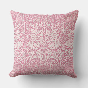 Decorative Art Forest Scenery Birds Rabbits Pink T Cushion