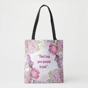 Decorative Art Pink Rose Lilac Bloom Vintage Flora Tote Bag