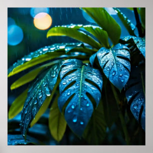 Decorative Art - Rain Drops On The Leaves #1  Poster