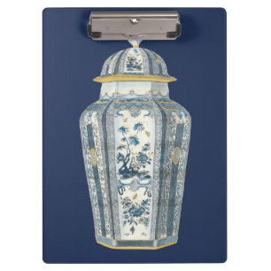 Decorative Asian Urn in Blue & White Clipboard