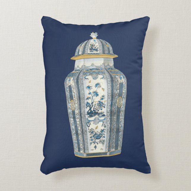 Decorative Asian Urn in Blue & White Cushion (Front(Vertical))