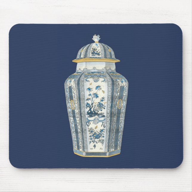 Decorative Asian Urn in Blue & White Mouse Mat (Front)