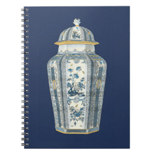 Decorative Asian Urn in Blue & White Notebook