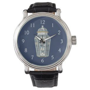 Decorative Asian Urn in Blue & White Watch
