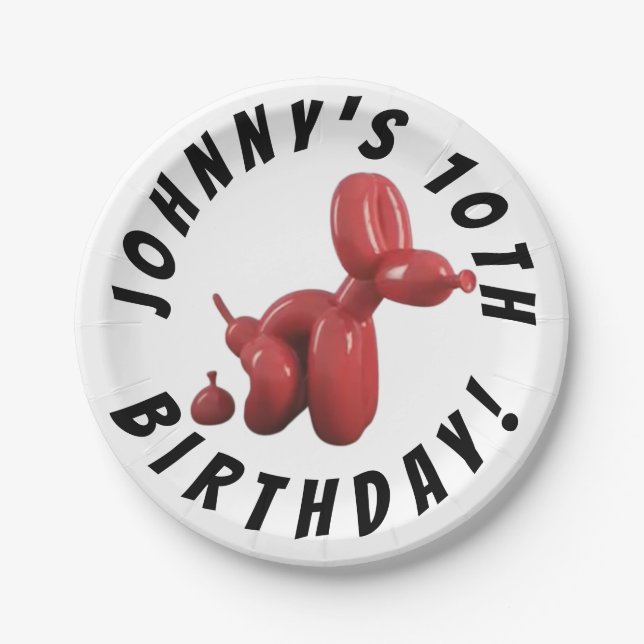 decorative balloon dog paper plates  (Front)