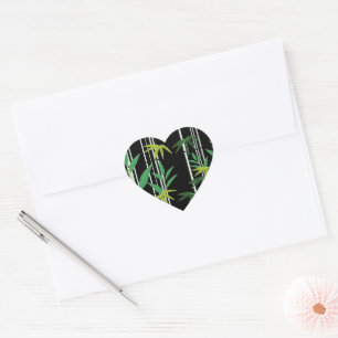 Decorative Bamboo Pattern Heart Sticker