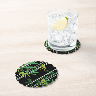 Decorative bamboo pattern paper coaster