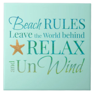 Decorative Beach Rules Tile