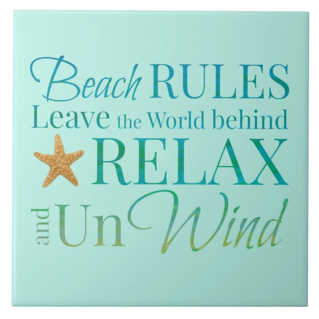 Decorative Beach Rules Tile (Front)