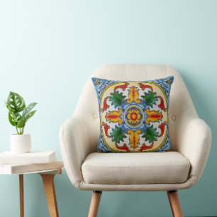 Decorative Beautiful Tile Motif Living Room Cushion