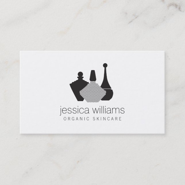 Decorative Beauty Containers Cosmetologist White Business Card (Front)