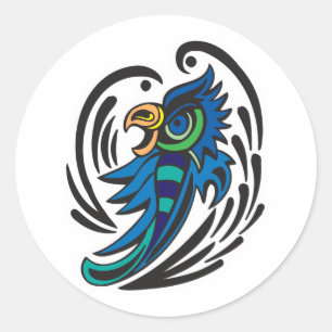Decorative Bird Tattoo Design Classic Round Sticker