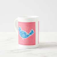 Decorative Bird with Patterns on Pink Background