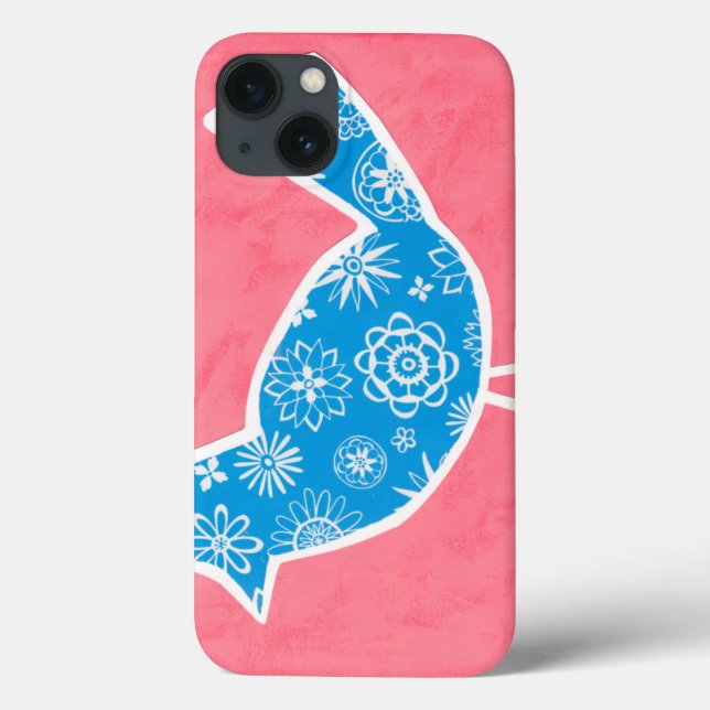 Decorative Bird with Patterns on Pink Background Case-Mate iPhone Case (Back)
