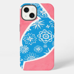 Decorative Bird with Patterns on Pink Background iPhone 13 Case