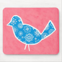 Decorative Bird with Patterns on Pink Background