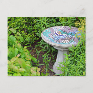 Decorative birdbath print postcard