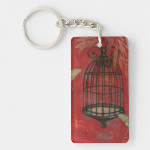 Decorative Birdcage with Butterflies Key Ring