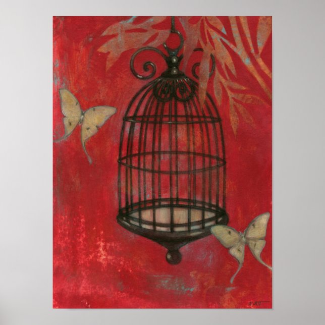 Decorative Birdcage with Butterflies Poster (Front)