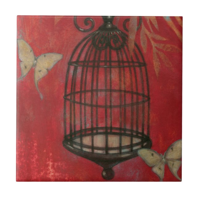 Decorative Birdcage with Butterflies Tile (Front)