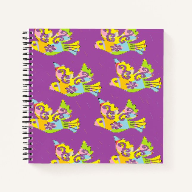 decorative birds on purple notebook (Front)