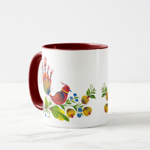 Decorative Birds with Flowers & Berries Art Mug