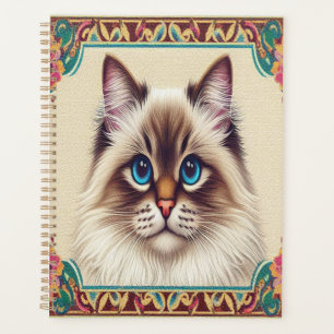 Decorative Birman Cat Colourful Framed Border Planner