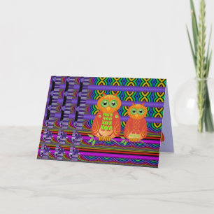 Decorative birthday card with Owls