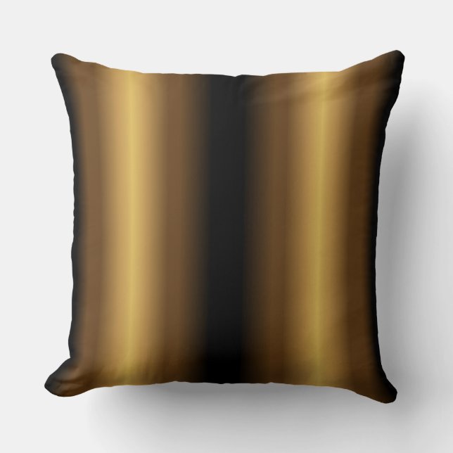 Decorative Black and Gold Striped Throw Pillow (Front)