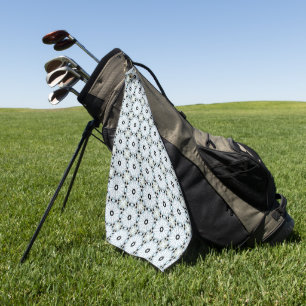 Decorative black and white circular patterned golf towel