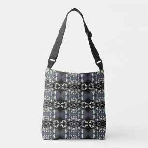 Decorative black and white pattern crossbody bag