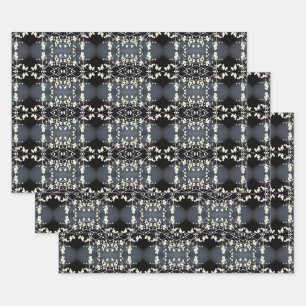 Decorative black and white pattern wrapping paper sheet