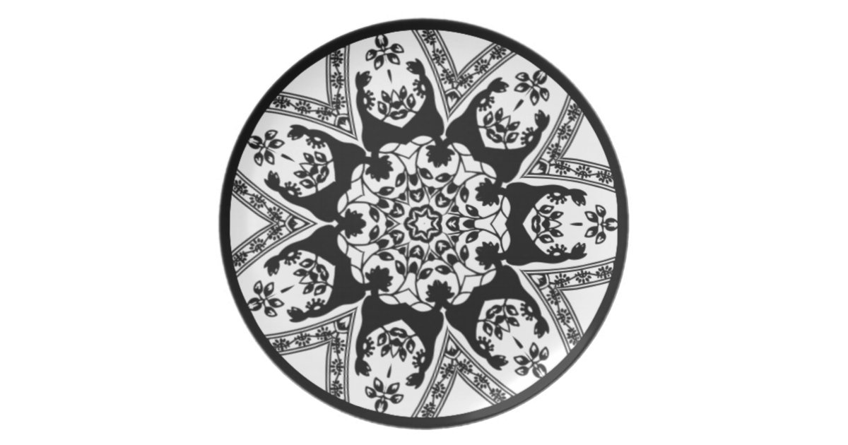 Decorative Black And White Plate Zazzle