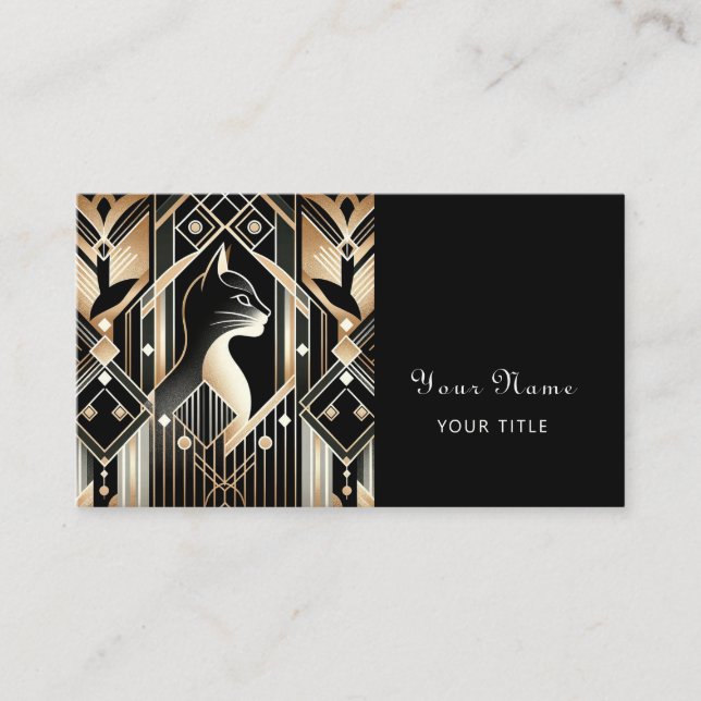 Decorative Black Cat Abstract Business Card (Front)