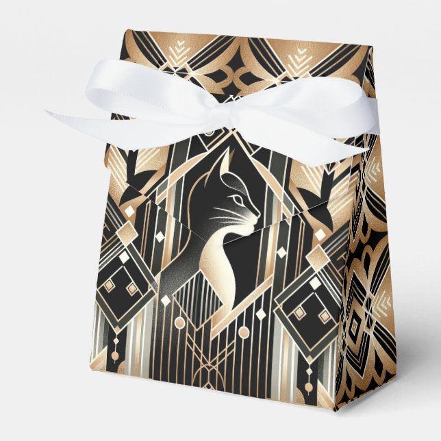 Decorative Black Cat Abstract Favour Box (Front Side)