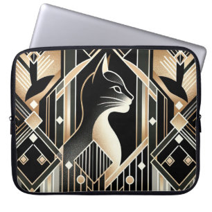 Decorative Black Cat Abstract Laptop Sleeve
