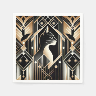 Decorative Black Cat Abstract Napkins