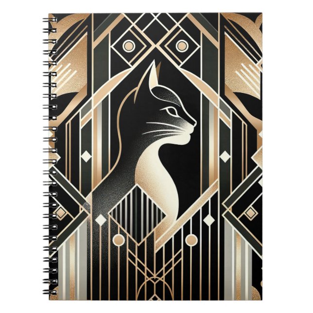 Decorative Black Cat Abstract Notebook (Front)
