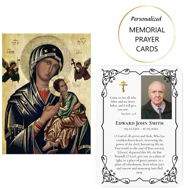 Decorative Black Frame Photo Funeral Prayer Card (Creator Uploaded)