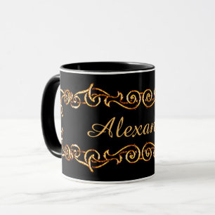 Decorative Black/Golden Mug with your Name