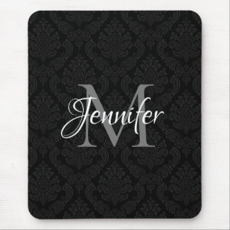 Decorative Black Grey and White Monogram Mouse Mat