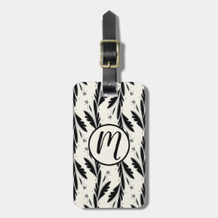 Decorative Black Vines Pattern Luggage Tag