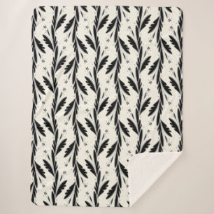 Decorative Black Vines Pattern Sherpa Blanket