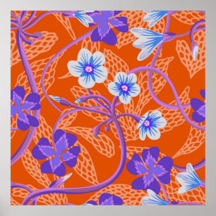 Decorative blooming wildflowers. Summer floral bac Poster