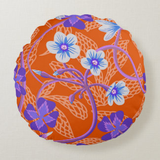 Decorative blooming wildflowers. Summer floral bac Round Cushion