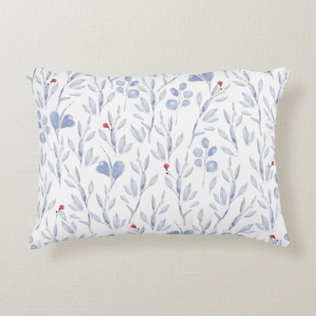 Decorative blue and red floral cushion (Front)