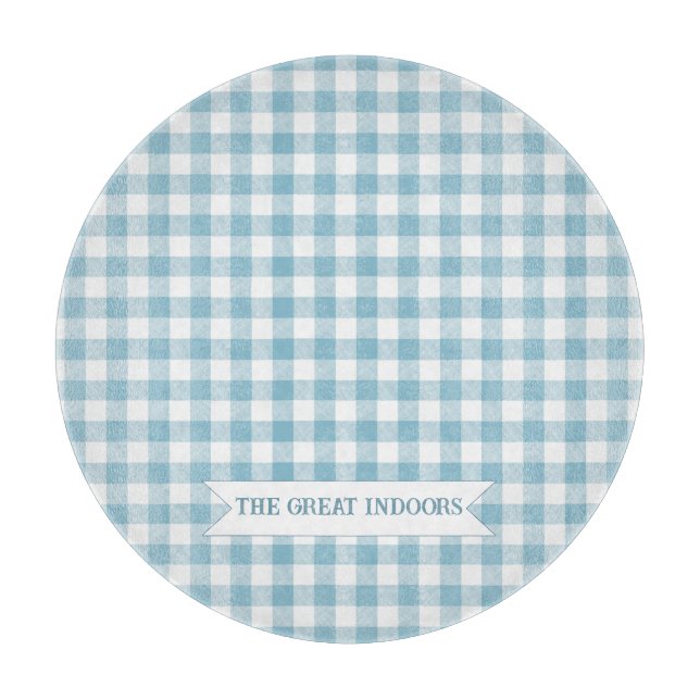 Decorative Blue Buffalo Check Cutting Board (Front)